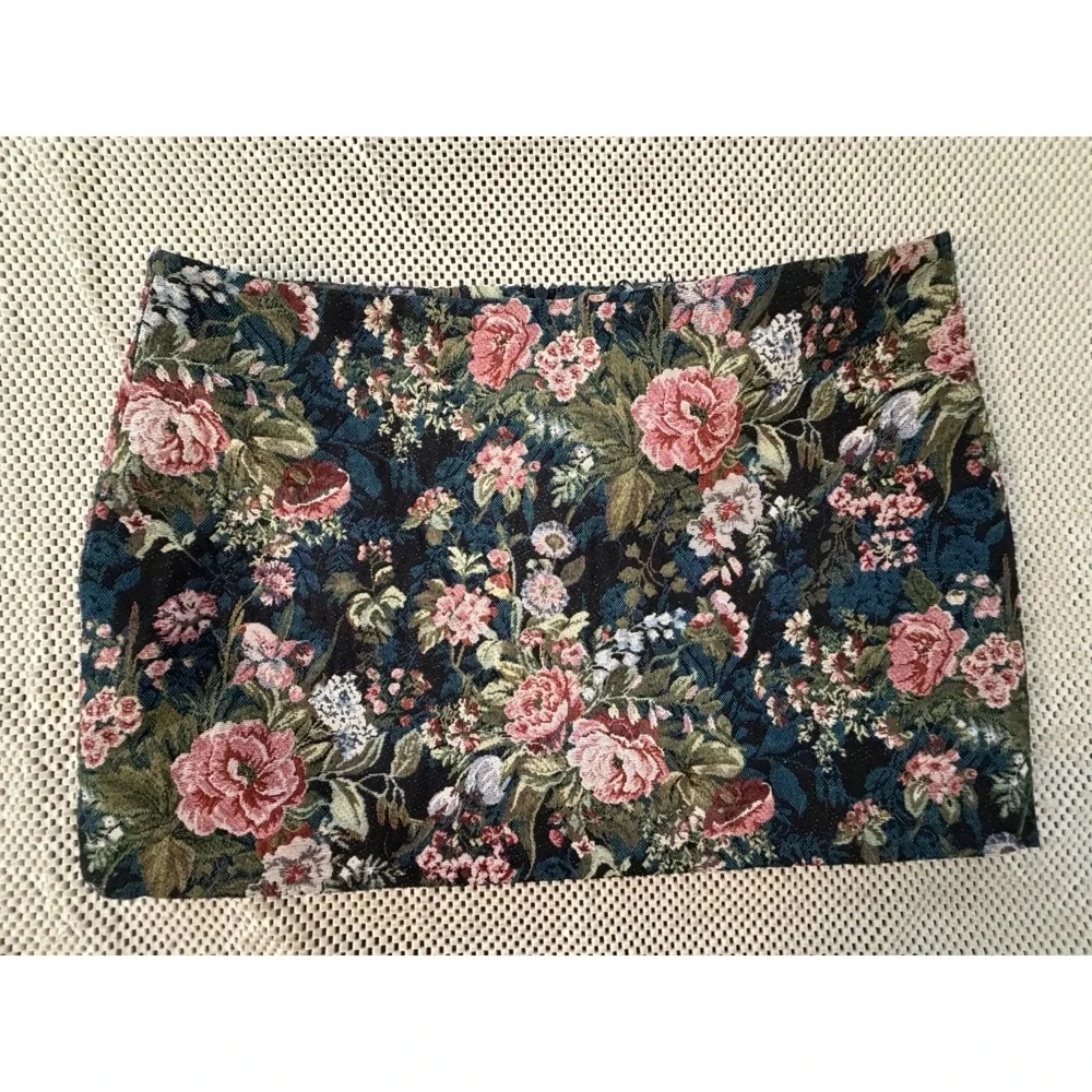 NEW Fashion Nova‎ Tapestry Mini Skirt XL/10/12 Woven Floral Jacquard Preppy Boho